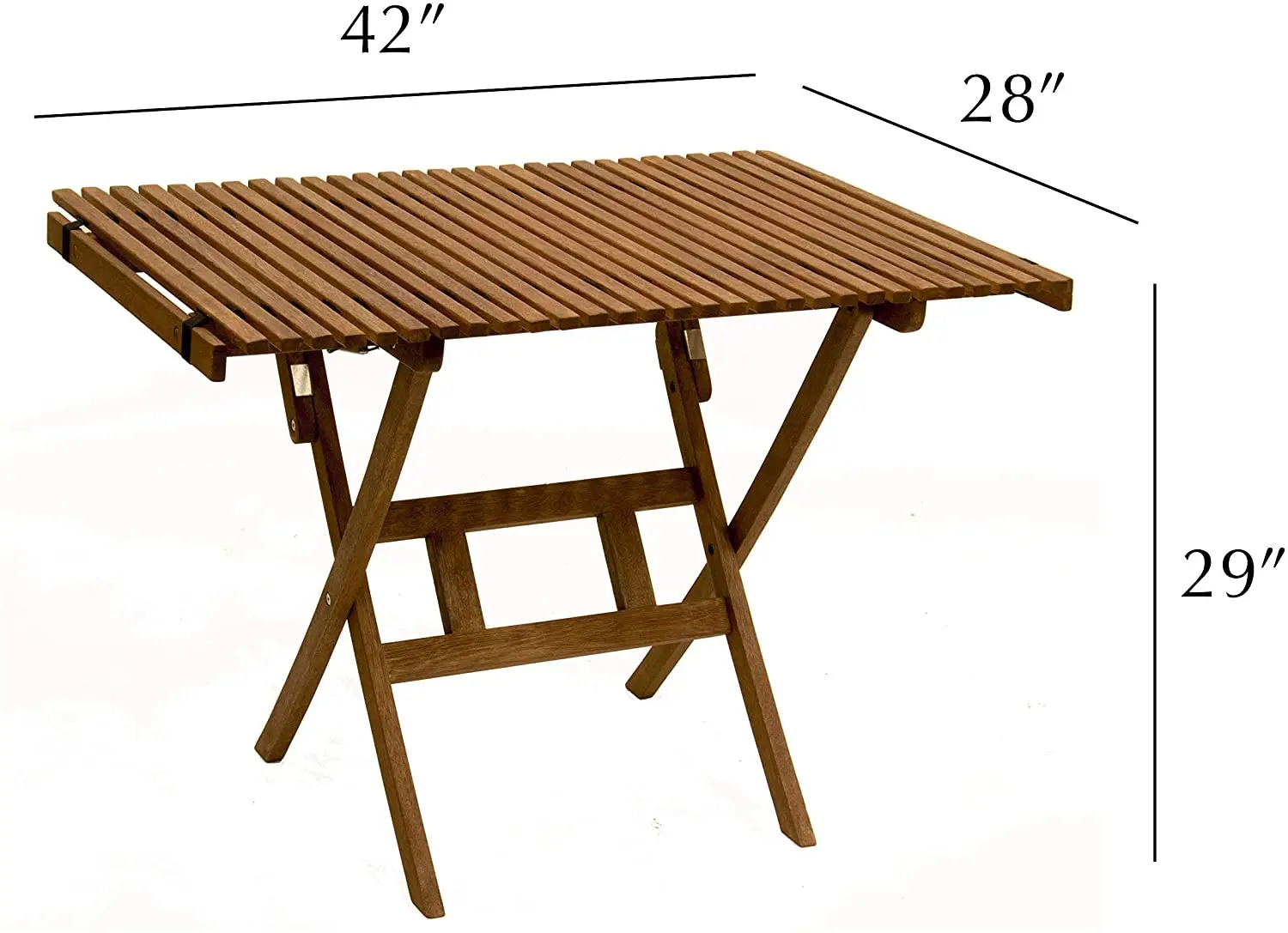 WOQI Lounge Outdoor Table Set Roll Top Legs Folding Wooden Table for Garden Patio Beach BBQ