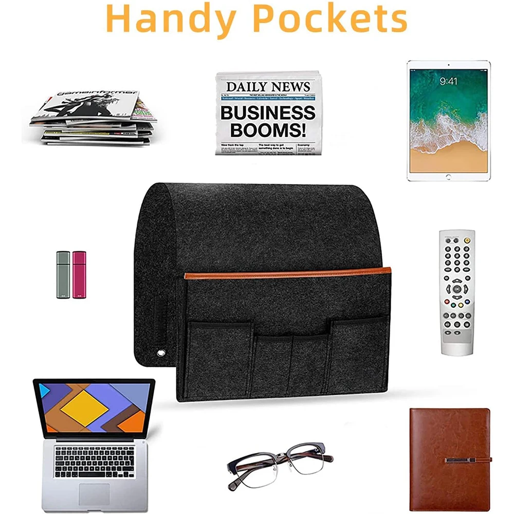 custom felt Sofa Armrest bag Organiser Sofa Armchair Caddy for couch Arm Chair Side Pocket for Magazine Tablet Phone