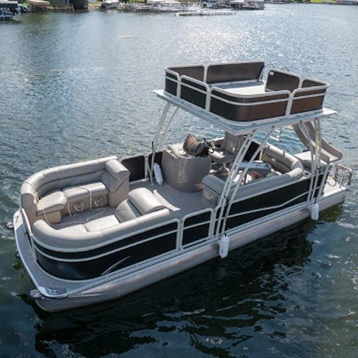 ECOCAMPOR 25ft Double Decker Sport Pontoon Catamaran Boat Slide New Aluminum Alloy Family Party Boat Surfing River Entertainment