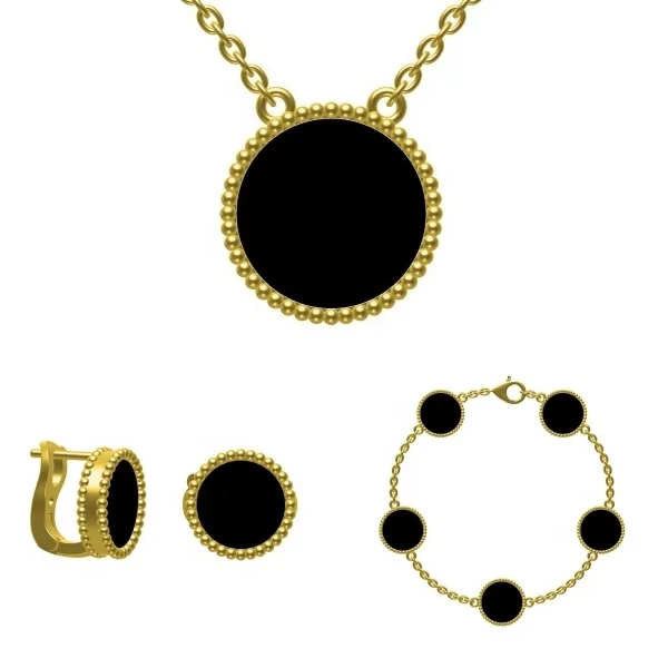 Natural Onyx Noble 18K Gold pendant earrings for Girls Bracelet Real gold wholesale.