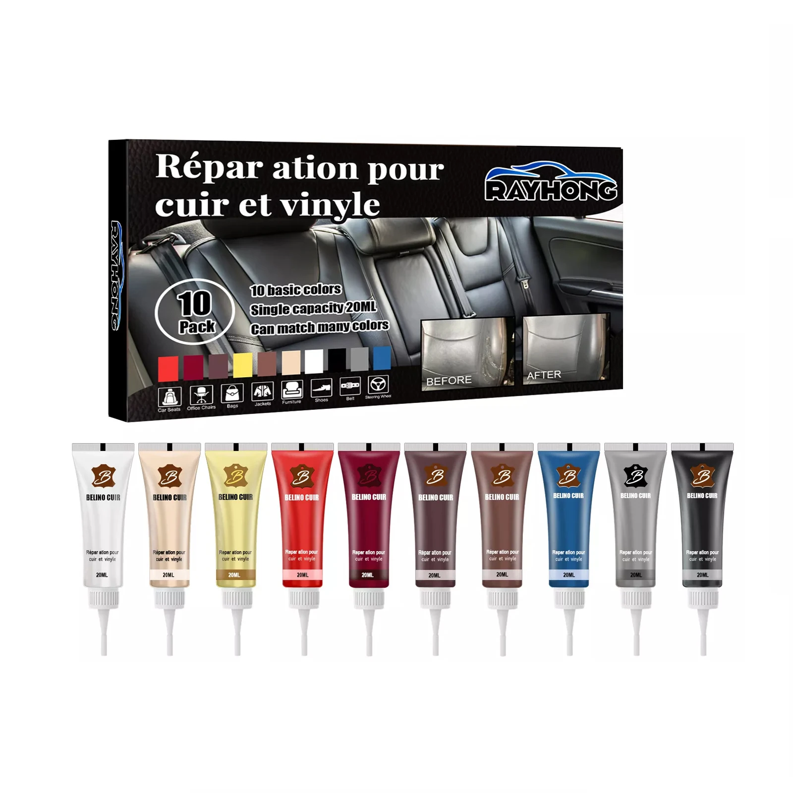 Rayhong Leather Repair Gel Car Seat Home Leather Complementary Repair Color Repair Refurbishing Cream Leather Cleaner Paste