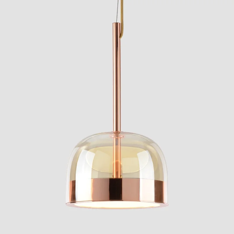 Home decoration accessories indoor hanging light art glass chandeliers rose gold  pendant lamp
