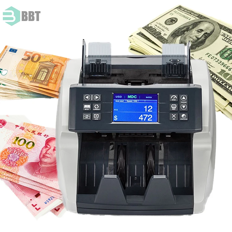 Mix Value Bill Counter And Sorter Multi Currencies Counting Sort Machine For Usd, Eur, Gbp, Cad,Thb...
