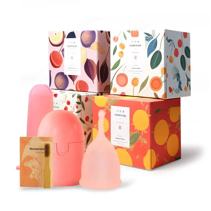 Eco-friendly female genital organ for steam softest loon feminy menstrual cup steriliser silicone cups large storage