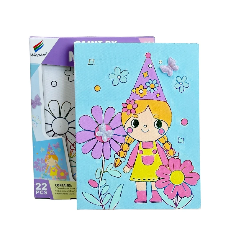 DIY Canvas Painting Kit Pre Drawn Canvas for Painting with 8 acrylic paint for Adults and Kids