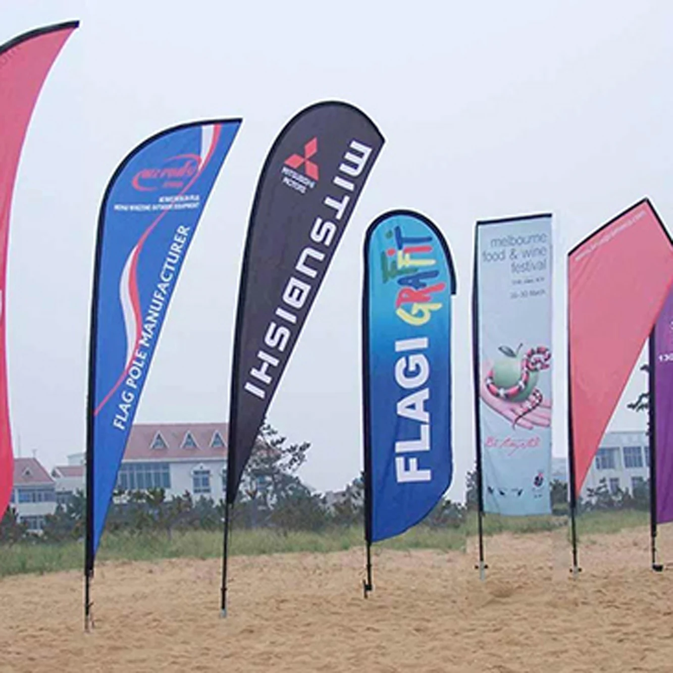 FEAMONT outdoor advertising banner stands custom logo bali printing polyester pole teardrop bow flex flying beach feather flag