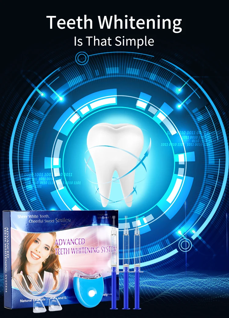 Tooth Whitening Gel Kit with LED Light Dental Peroxide Teeth Brightening Kits Teeth Whitening Pen Set