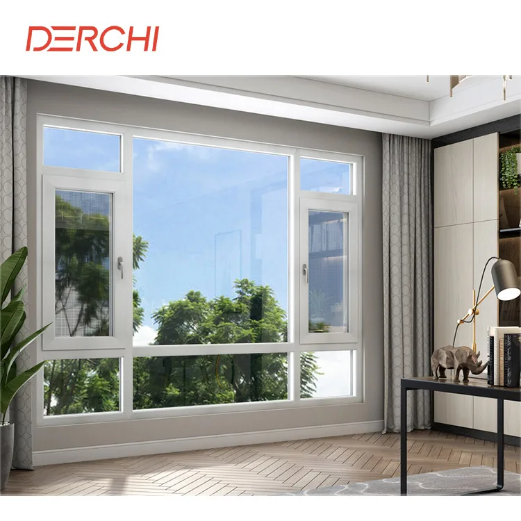 Residential House Project Custom Double Low E Glass Opening 180 Degree Aluminum Casement Windows for house
