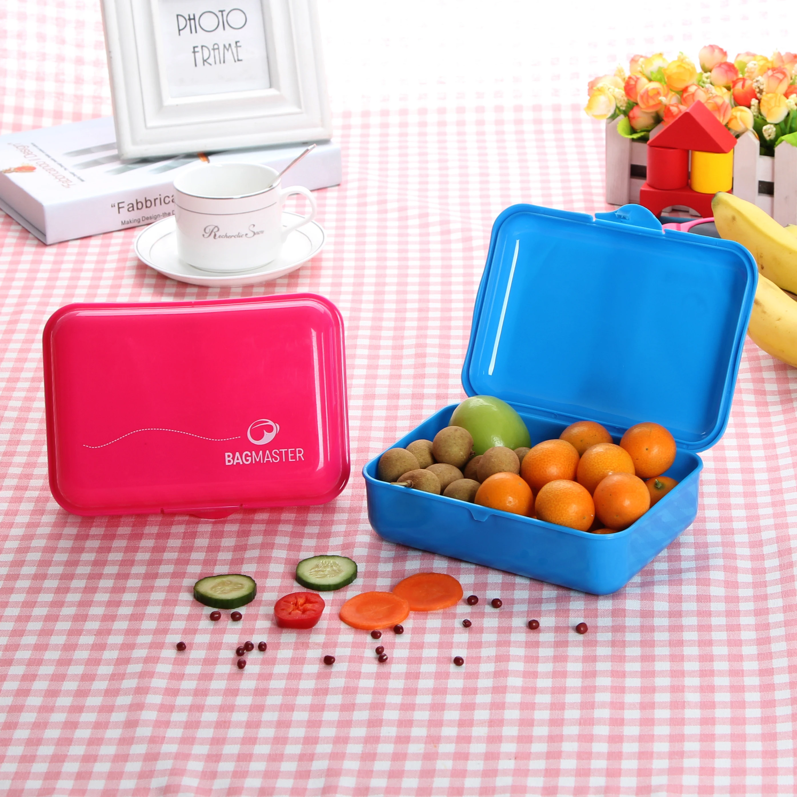 
Customized Easy Carry leakproof snack box children kids lunch box plastic 
