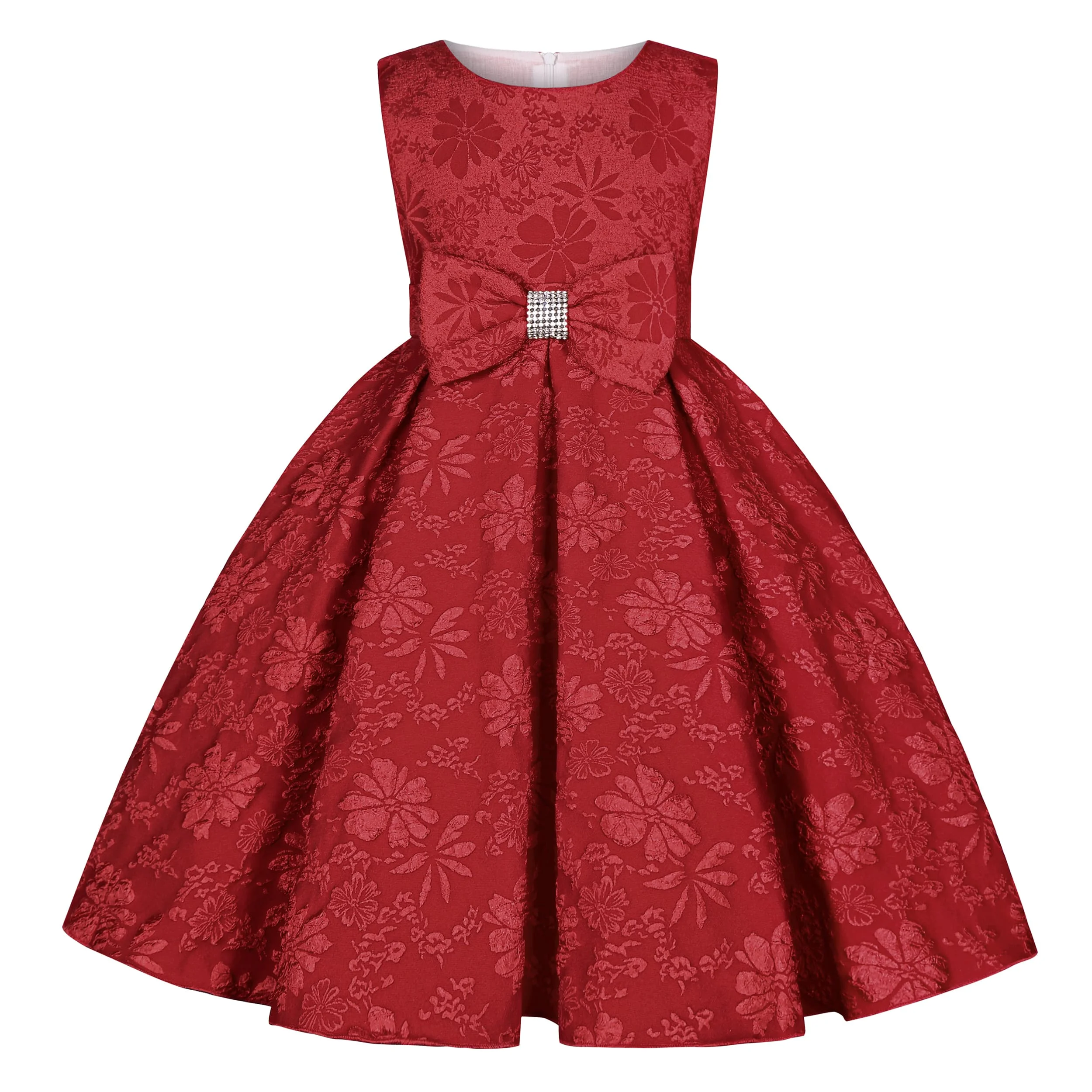 Goodada Garment Elegant Floral Girls Cotton Frock Design Ruffled Crystal Belt Girls Evening Prom Gown Dress