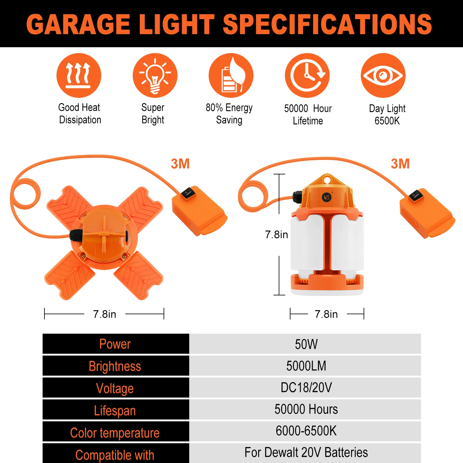 led tripod work light 360 degree glow IP65 work lamps led temporary 2500Lm High material strength 5000K 12v work light