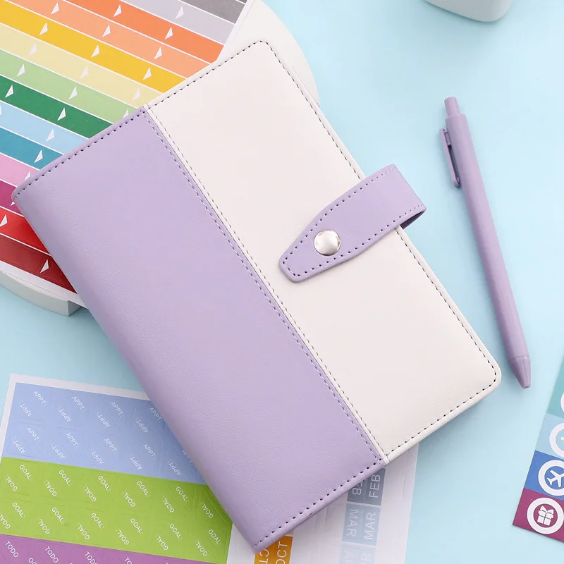 A6 PU Leather Notebooks Six Holes Metal Leather Ring Binder With Card Holder for Budget Saving Binder