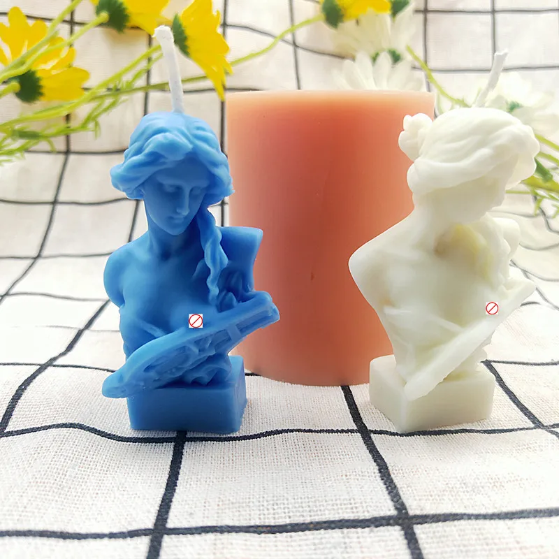 
Wholesale mythological figure Lyre Goddess 3D DIY silicone candle mold for candle making 