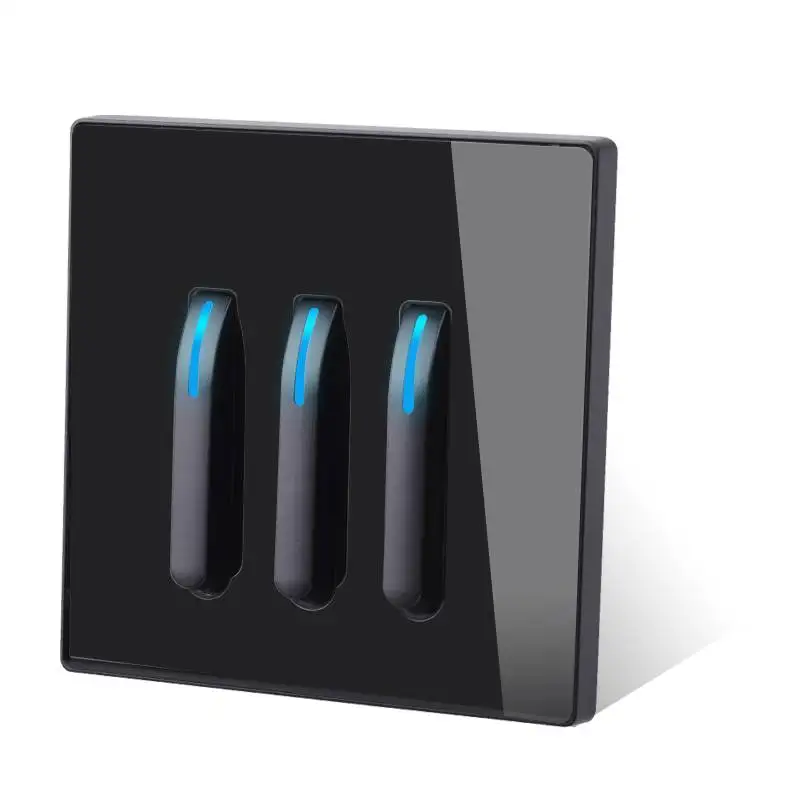 New Model 16A 1/2/3/4 Gang 1 Way 2 Way Tempered Glass Panel Piano Switch Socket for Hotel Household Wall