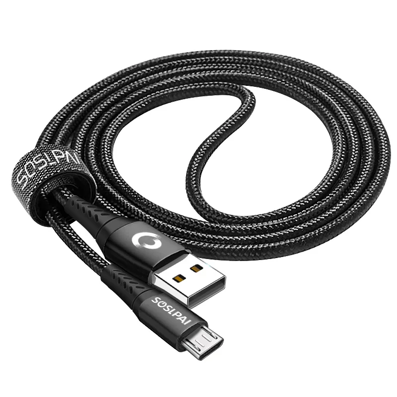 Free Shipping wholesale micro phone usb charger cable nylon fabric braided 2.1a micro usb charging cable for android