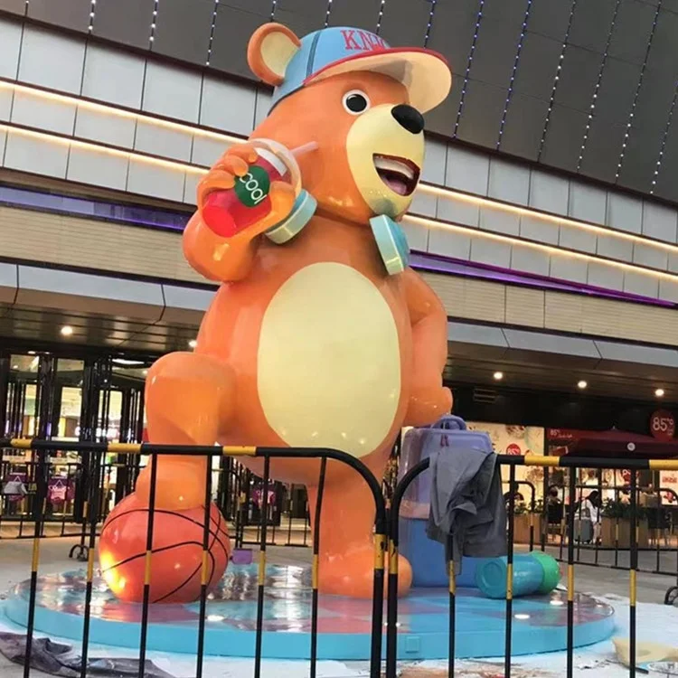 Glass fiber reinforced plastic large cartoon Animal model bear action figure Statue of custom Welcome decoration for sale  Resin
