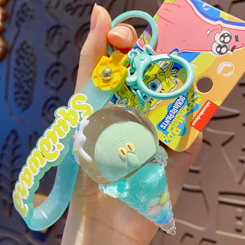New Keyring Ice Cream Shape Acrylic Key Chain Cartoon Creative Cute Couple Quicksand Floating Liquid Keychain