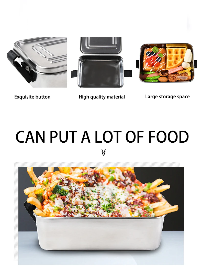 Aohea 304 Stainless Steel Lunch Bento Box 2 Layers Microwaer  Heating Food Storage Container