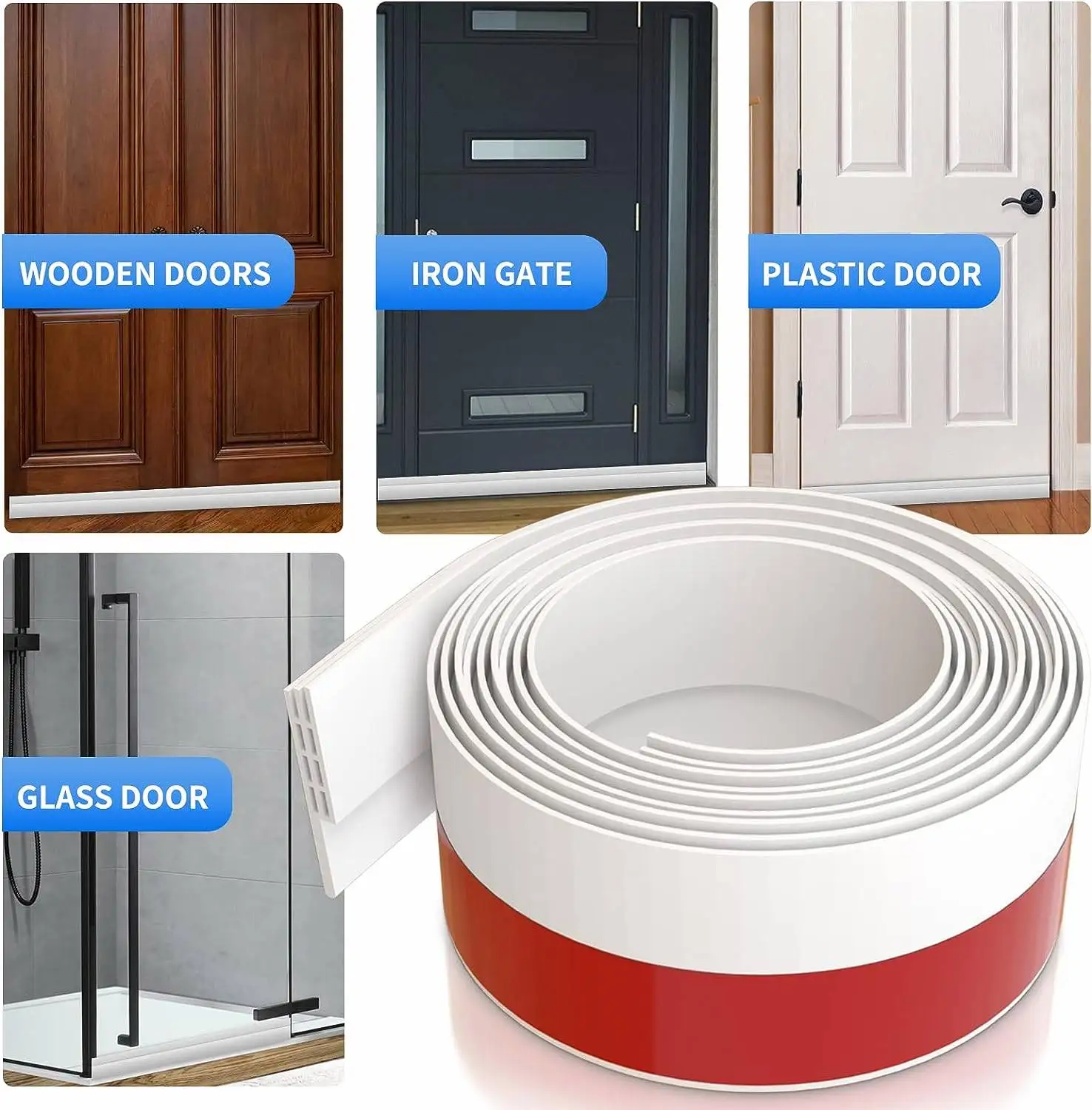 Door Draft Stopper Sweep Seal Gap Up Keeping Draft Noise Dust and Unwanted Animals Out Soundproof Door Bottom Weather Stripping