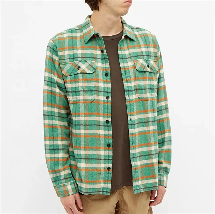 Oem для мужчин с длинным рукавом 100% органический хлопок изготовленные на заказ клетчатая фланелевая рубашка для мужчин, рубашки для мальчиков