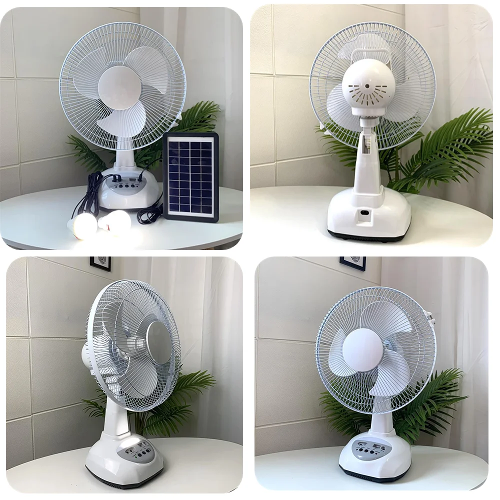LIGHTSINCERE 12 inch solar home fans wih light and radio solar fan dc walt heater