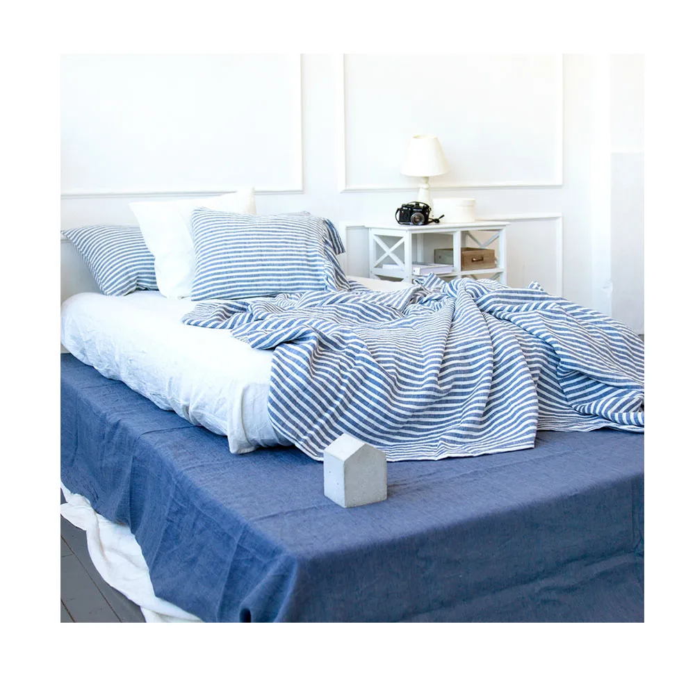 percale 100% cotton flax linen fabric boho bedding sheet bed set