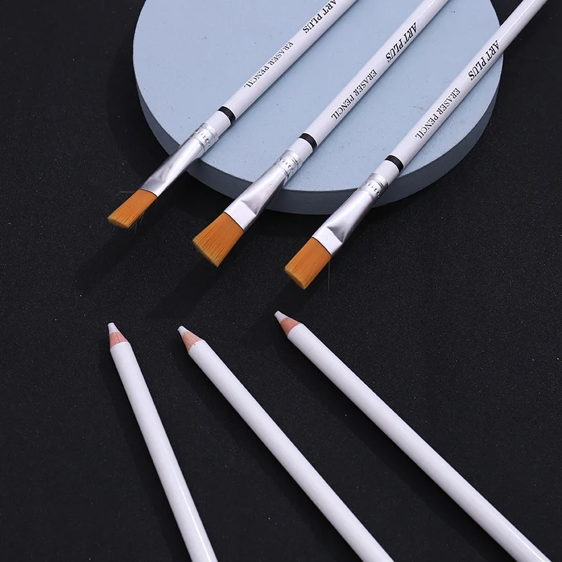Xin Bowen Sketch Pencil Art Student Wood White Charcoal Pencil Eraser With Brush For Sketch And Paint Drawing