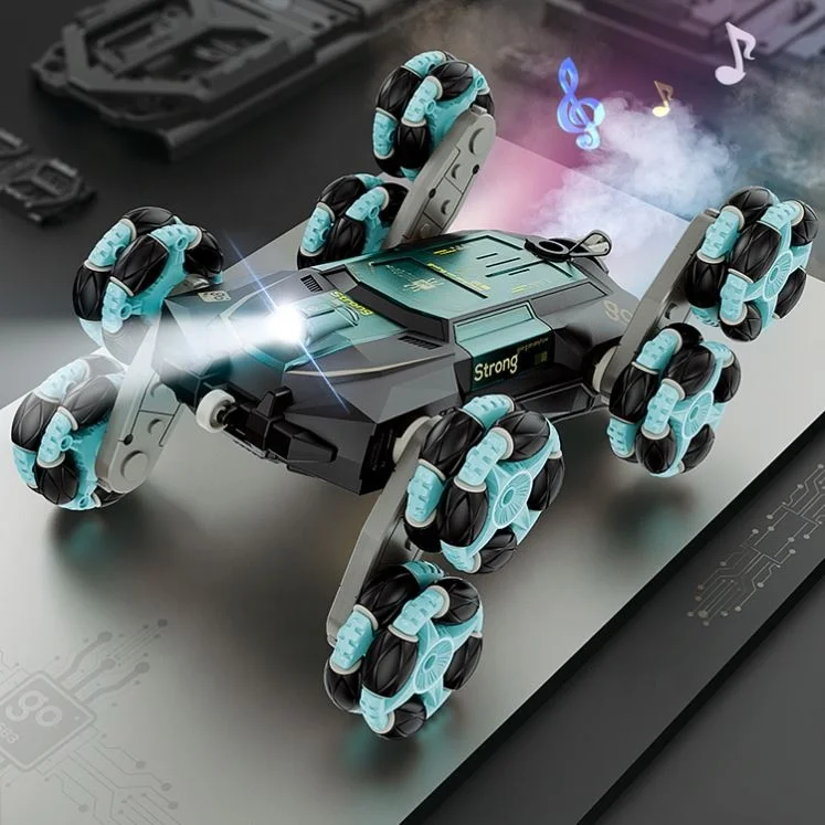 Handa Newest 2.4G Auto Demo Spray 360 Rotation Toy Car Eight Wheels Monster Transformation Rc Stunt Car With Music Light