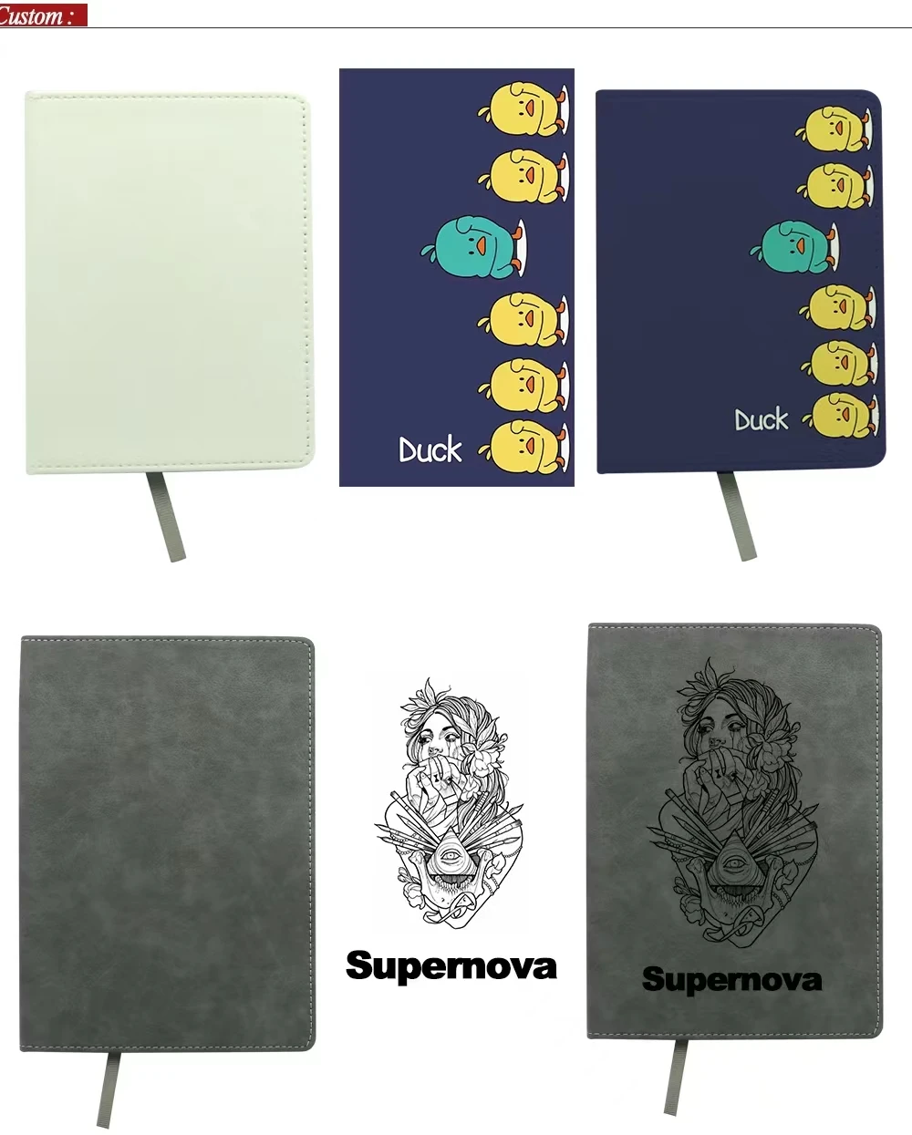 Wholesale High Quality PU Leather Notepad A5 Thermal Transfer Printing Sublimation Notebook Blanks Journals