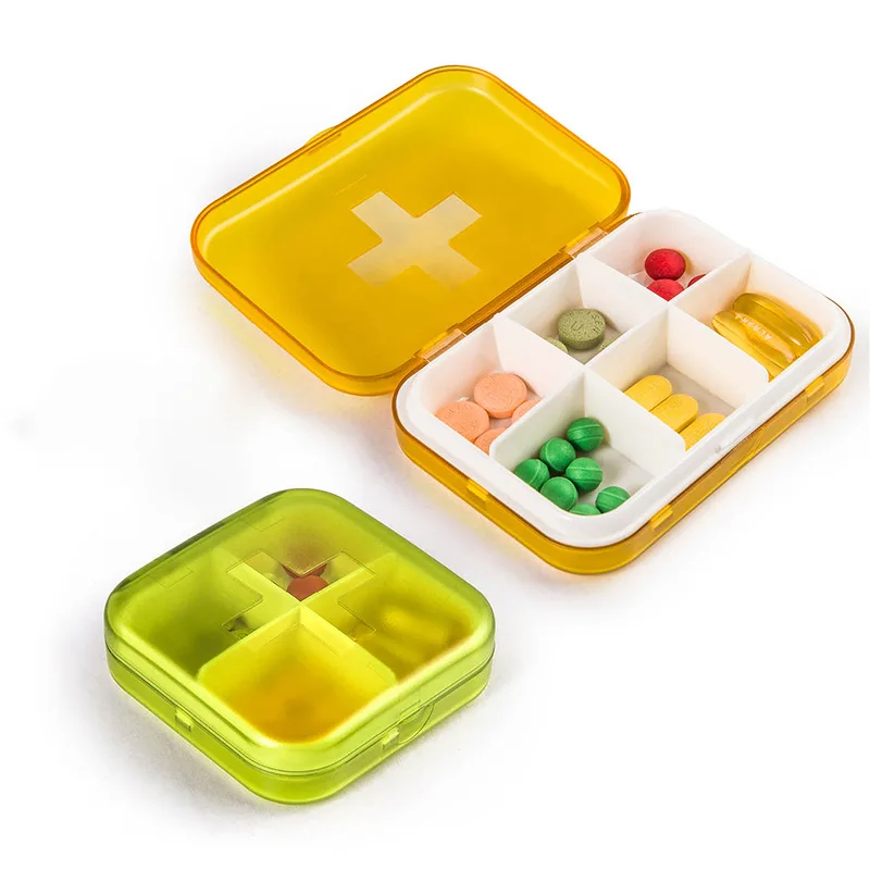 NBBLUESKY Portable Daily Pill Dispenser Pill Holder Pill Box With 6 Compartments