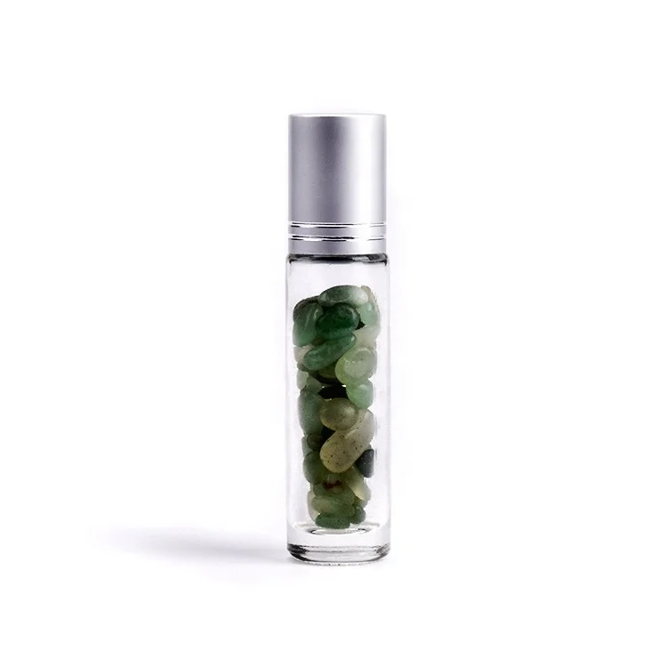 Natural stones 10 ml gemstone essential oil roller bottles rose quartz roller ball glass bottle