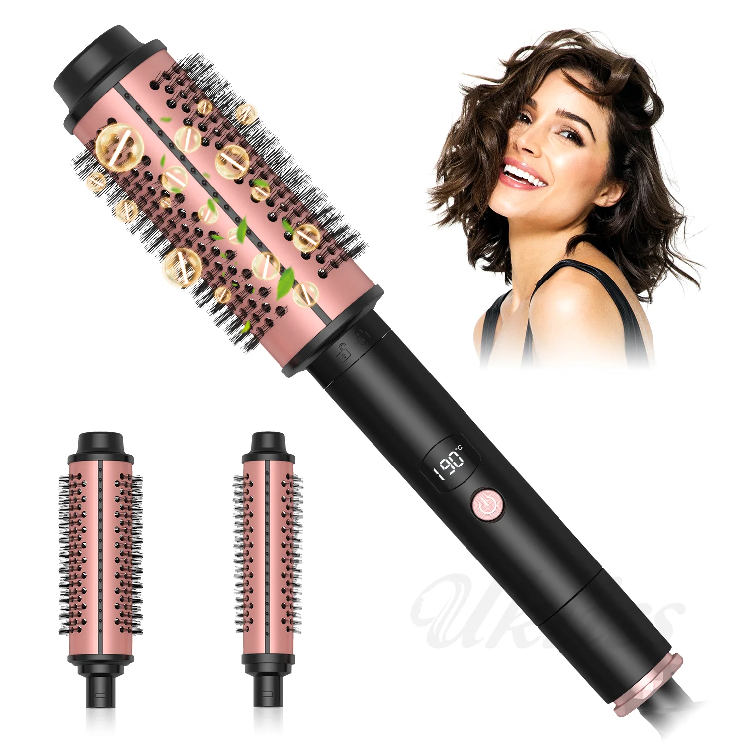 OEM 360 Degree Rotating Wire Rotation Curling Iron Ceramic Ionic LCD Curling Iron Waver Hair Style Thermal Hair Brush