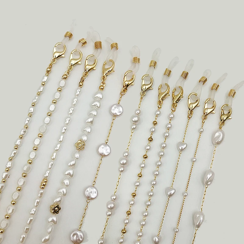  Pearl Glasses Chain Necklace Sunglasses Eyewear Holder Anti Slip Gold Plated Masked Lanyards For Girls