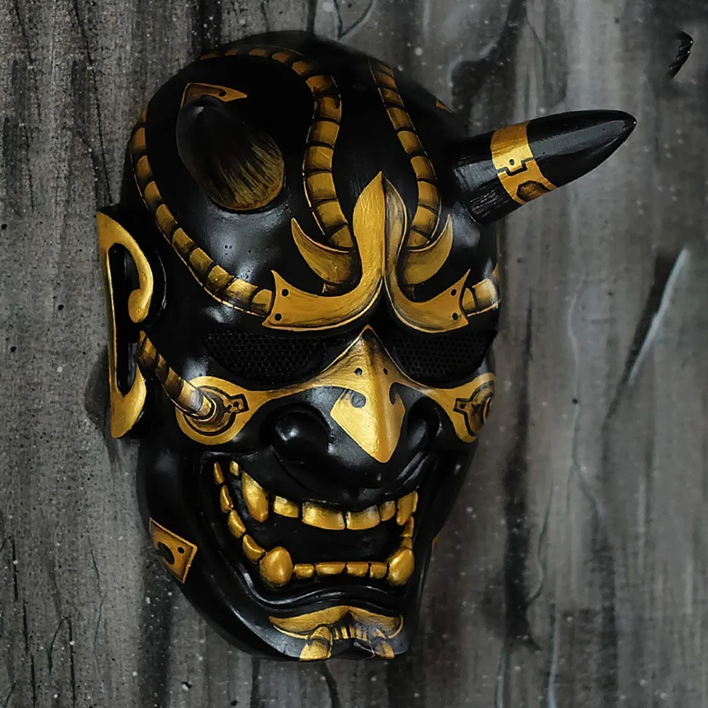 Latex Samurai Mask Japanese Cosplay Mask Soft Horror Rubber Anime Mask Halloween Costume Props Carnival Mascara