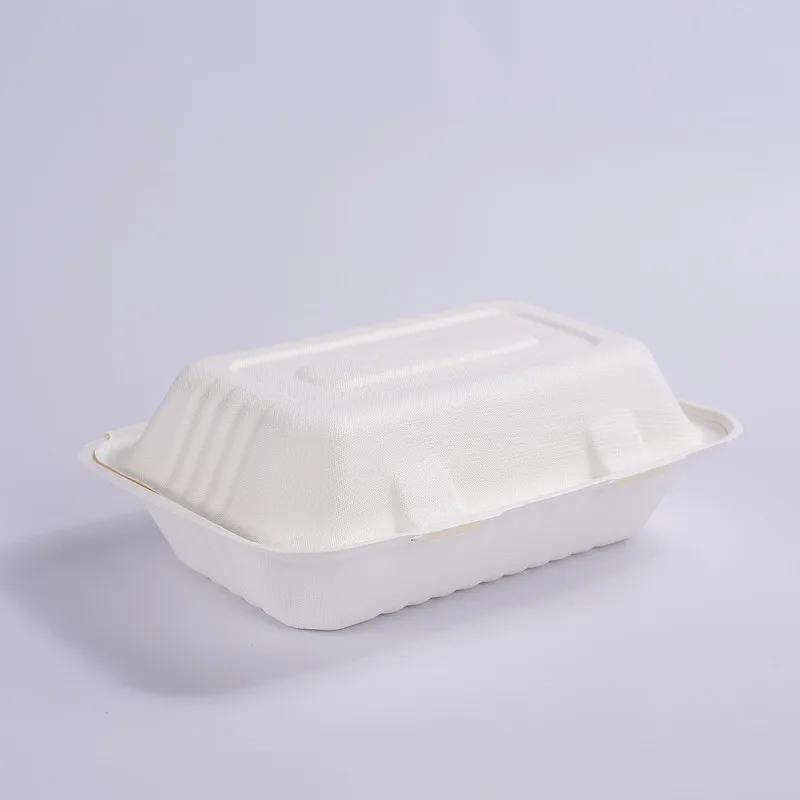 9inch Clamshell disposable bagasse tableware biodegradable packaging for food