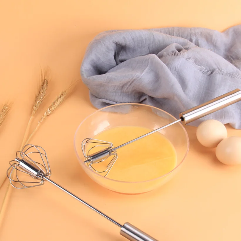 
Home Kitchen Accessories Tools Semi-automatic Beater Stainless Steel Whisk Manual Hand Mixer Self Turning Stirrer Egg Beater 