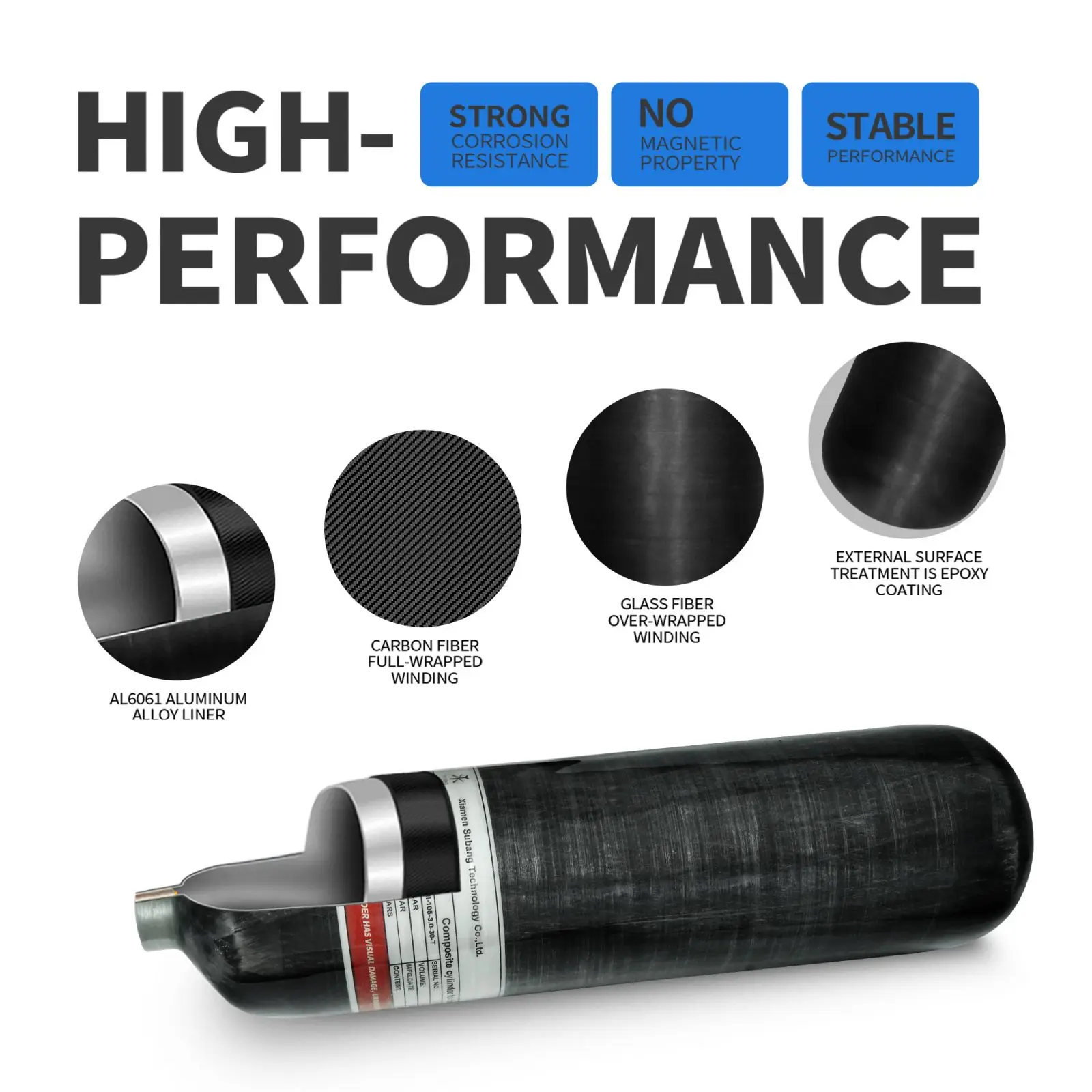 GP Professional Technology High Pressure 3L 4500psi 300bar 30mpa Paintball Game Scuba Diving Carbon Fiber Gas Cylinder Air Tanks