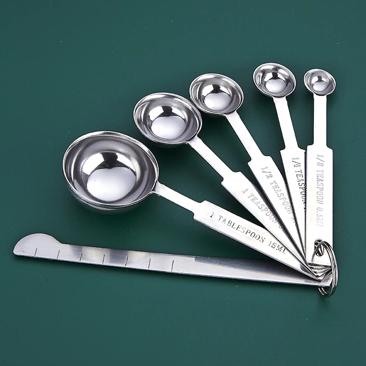 Stainless Steel Small Tablespoon Teaspoon with Level Stackable 6Pcs Measuring Spoon Set