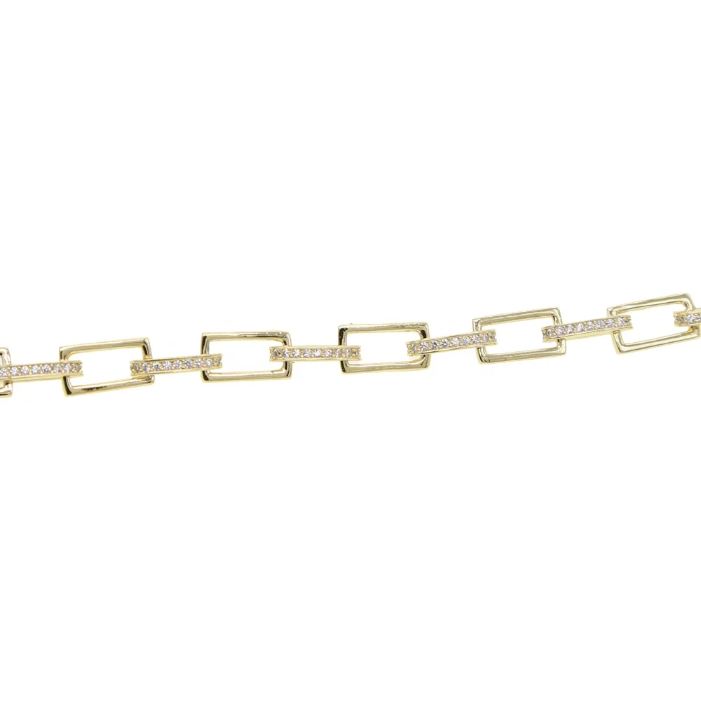 Promotion 45cm square link chain iced out bling micro pave cz women Modern Cable Chain Necklace