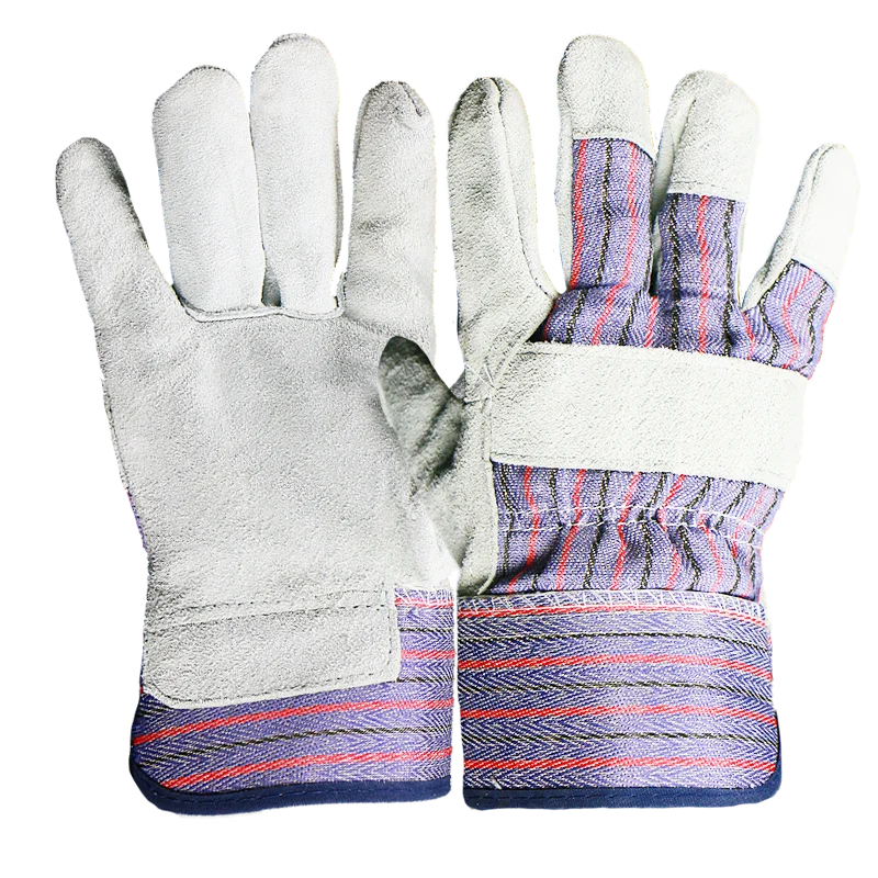 Wholesale Economy cow split hand protective  Leather Palm Canvas Safety Cuff Tig Welding Gloves Sell Work Gloves