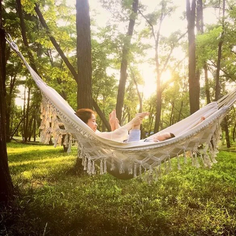 Cheap Fashion Leisure Bohemian Photography Props Double Canvas Swing Camping Hammock