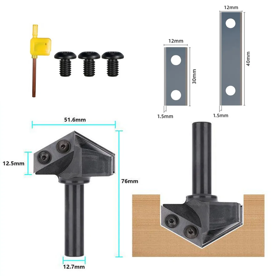 Вставка V Groove Spoilboard облицовочные фрезы строгальные биты 1/4 дюйма Мини 90 градусов с 1 шт. сменными вставками год/