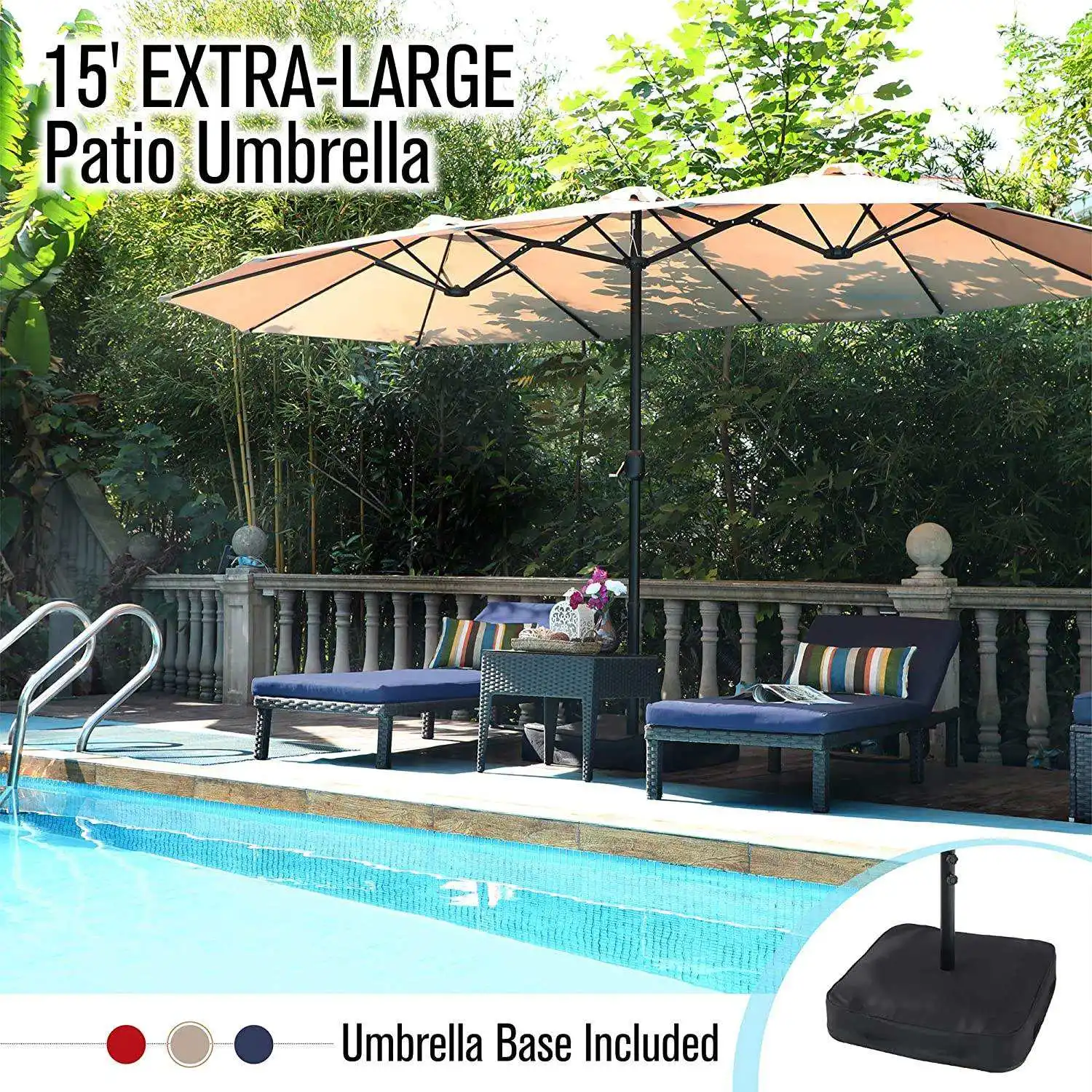 Double Parasols Balcony Large Beach Garden Patio Umbrella with Crank