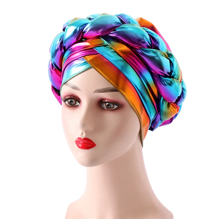 Polyester Headtie African Hat Head Wraps Turban Hijab  Wedding Aso Oke Headtie Muslim  Auto Gele Nigerian Hat Headwrap For Party