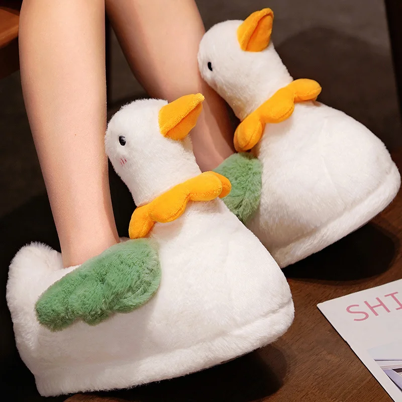 Custom Duck Plush Slippers Warm Winter Slippers Logo CE Mhl 7 Days Winter Slides Unisex for Women Customized Non-slip Soft Plush