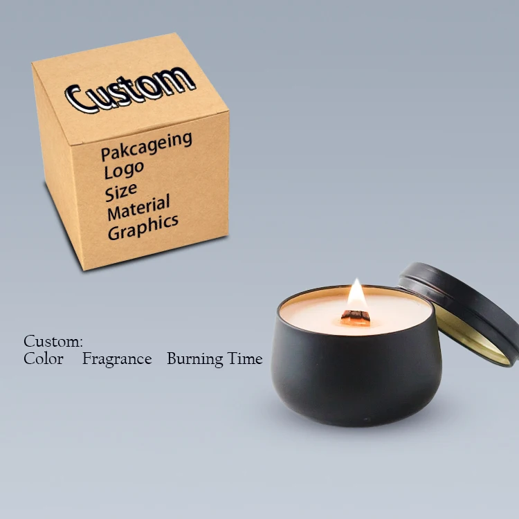 WS Luxury Glass Black Candle Jars Custom Private Label Candle Gift Set Best Scented Soy Wax Scented Candles
