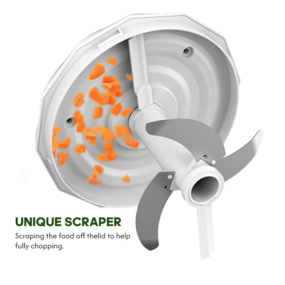 Manual Food Processor Vegetable Chopper Mini Hand Pull String Onion Chopper Garlic Mincer Cutter with 3 Stainless Steel Blades