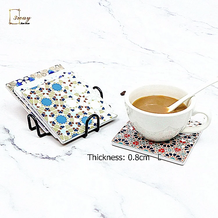 OEM Home Decoration Mats & Pads Coaster Cup Mats Tile Ceramic Custom Mosaic Printing Table Square Sustainable Everyday Support