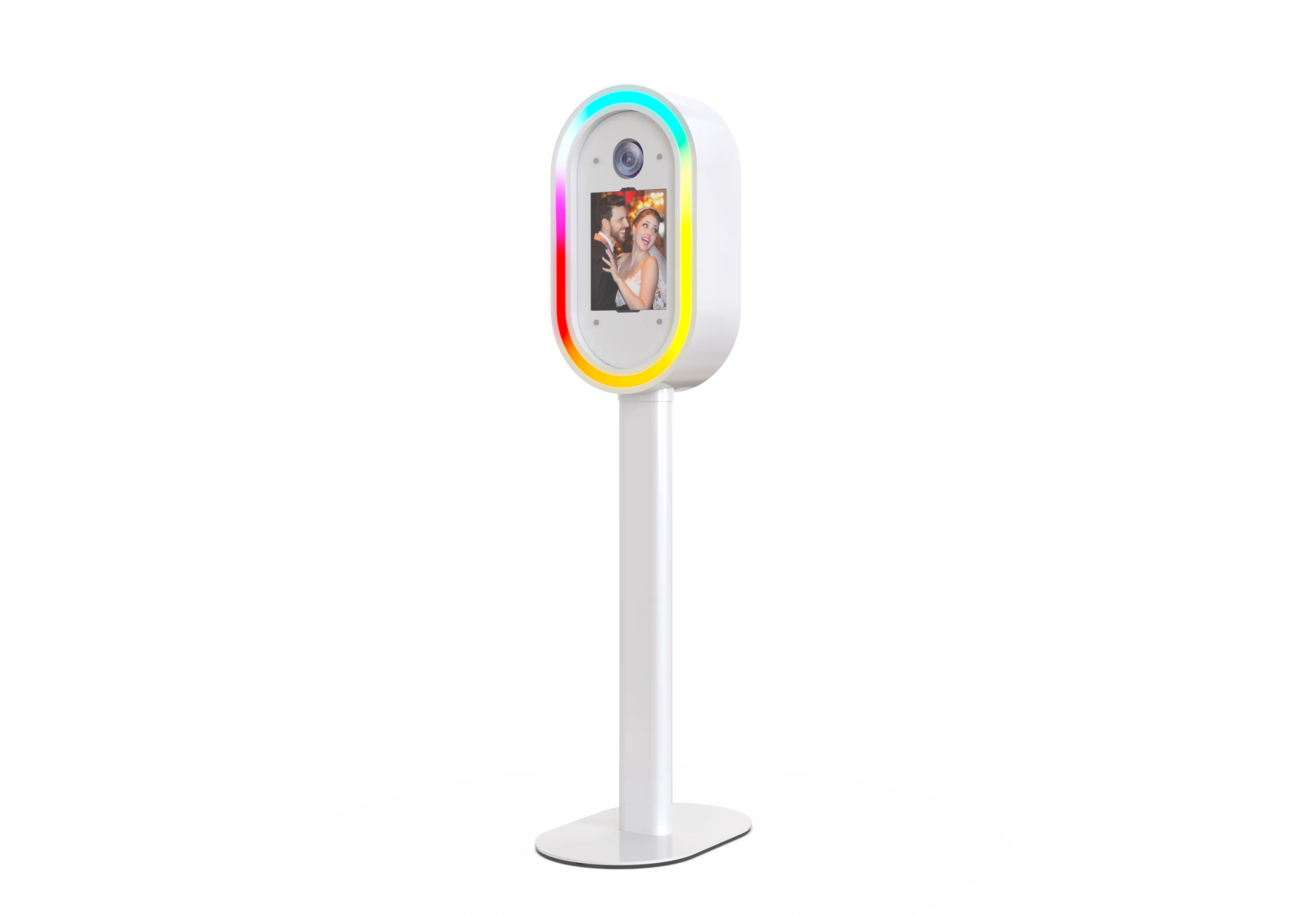 Fashion Choice Oval dslr Photo Booth with RGB Ring Light on Both Sides Photo Kiosk Booth with Umbrella flash light