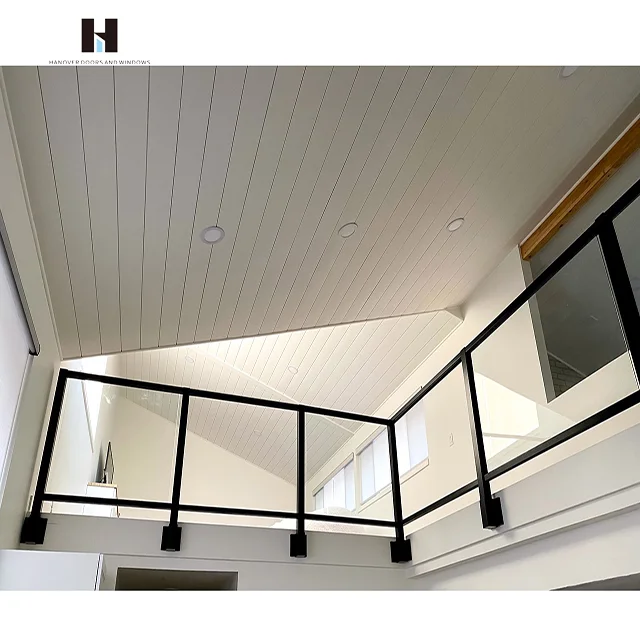 HANNOVER Customizable High-End Aluminium Glass Railing With Led Light U Channel Glass Railing For Indoor Hallway Stairs